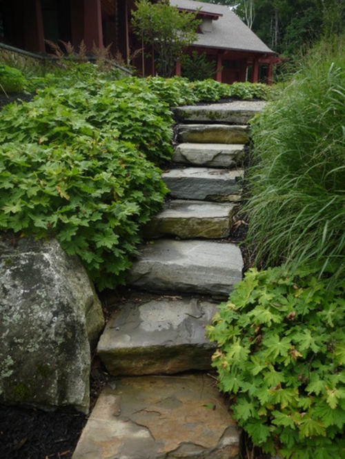 Amerikanischer Garten holz fußweg stufen stein