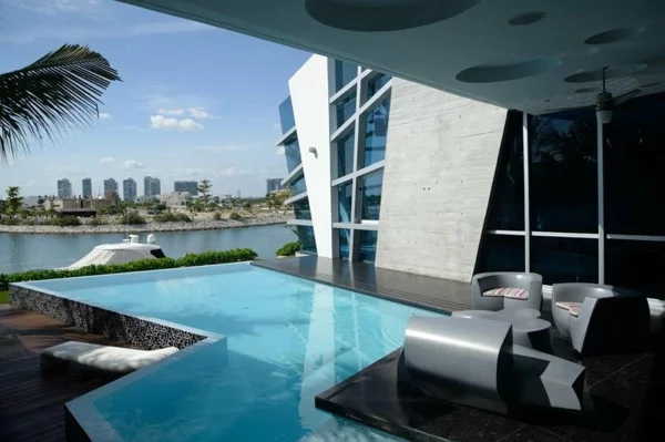Avantgardistisches Haus design außenbereich pool dach terrasse