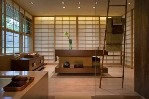 Badezimmer-Designs-im-asiatischen-Stil-holz-möbel