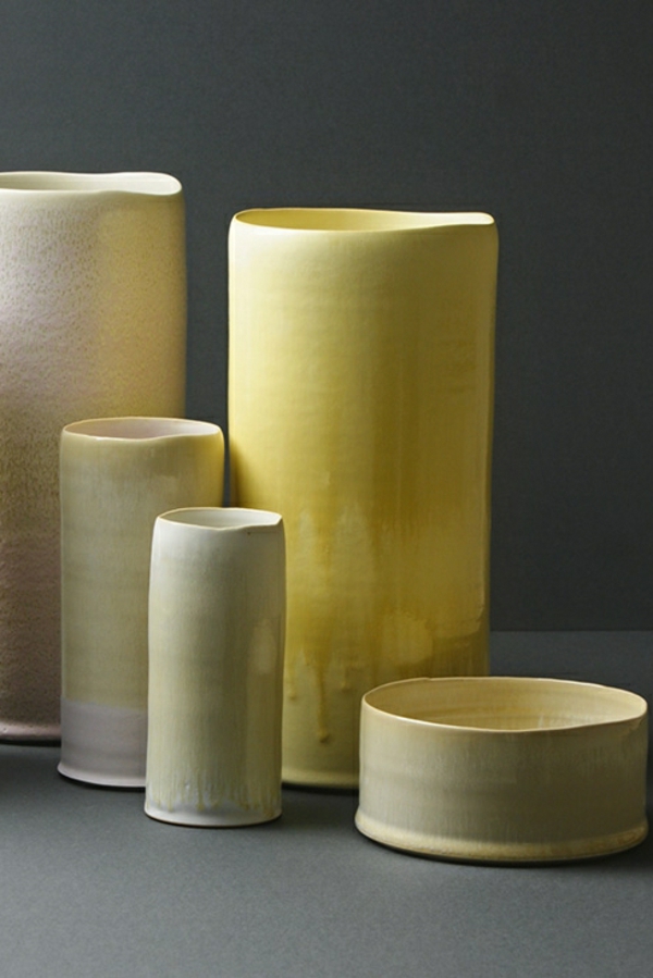 Designer Kollektion aus Keramik gefäß gelb