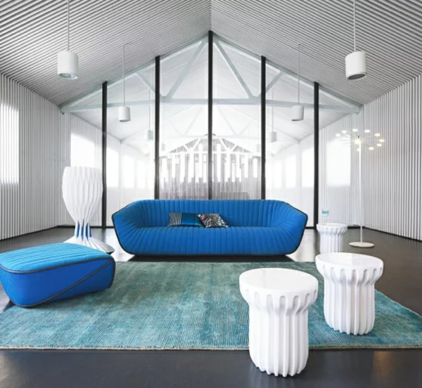 Designer Möbel Sammlung blau sofas beistelltisch  couch