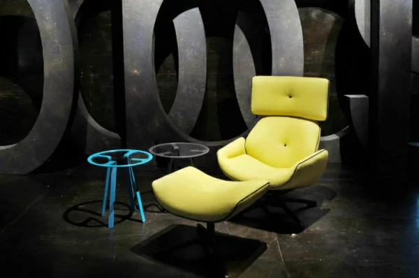 Designer Möbel Sammlung leuchtend gelb lounge sessel leder