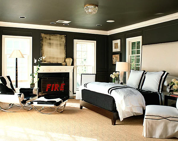 Eklektisches Interior Design schlafzimmer bett schwarz weiß bettwäsche