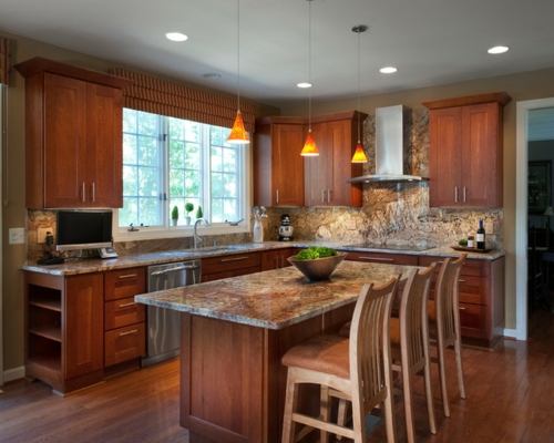 Granitplatten in hervorragenden Küchen warm ambiente einladend
