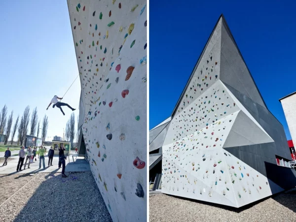 Kulturzentrum Sportzentrum fassade kletterwand