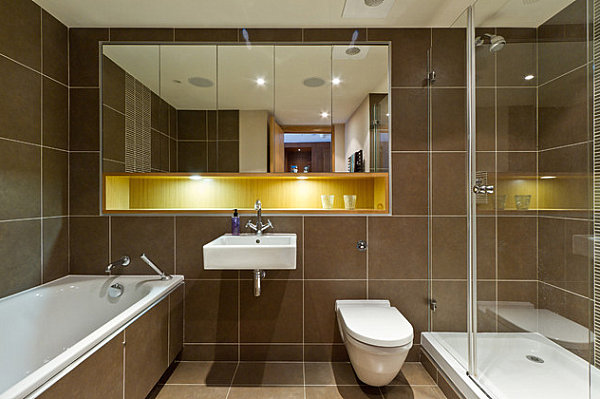 Luxus Badezimmer Ideen badfliesen braun golden weiß details