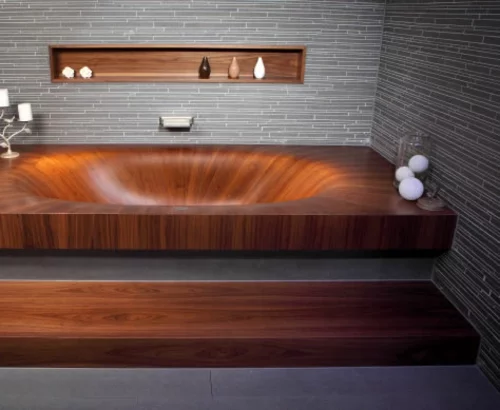 Moderne Badewanne aus Holz originell design badezimmer einrichtung