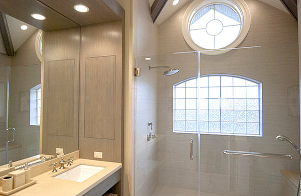 Moderne Räume mit Glasbaustein badezimmer dusche deckenbeleuchtung