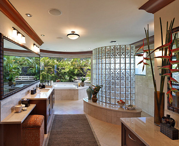 Moderne Räume mit Glasbaustein badezimmer groß exotisch umgebung