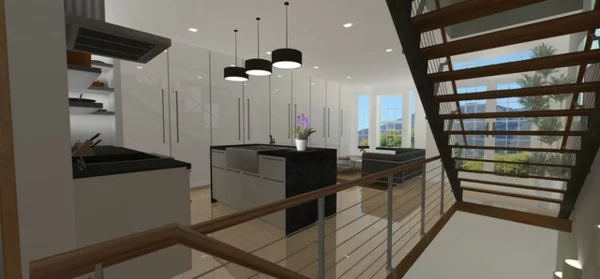 Neues Zuhause entwerfen treppe geländer küche leuchten