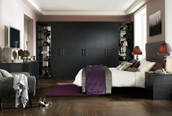 coole-Ideen-fürs-Schlafzimmer-Design-warm-braun-schwarz-eingebaut-schrank