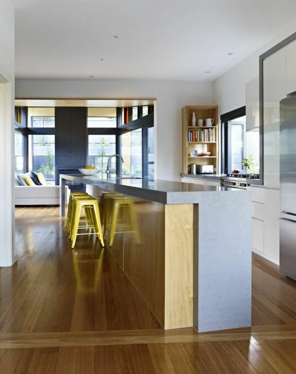 ein moderner anbau nahtloser übergang  zwischen küche und wohnraum