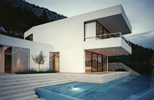 elegantes haus in kroatien minimalistisch mit großem pool