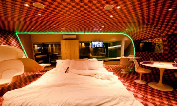 futuristische schlafzimmer designs geräumiges bett ergonomische liegen