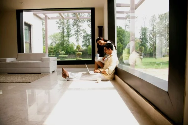 intelligente fenster designs minimalistisch panoramafenster