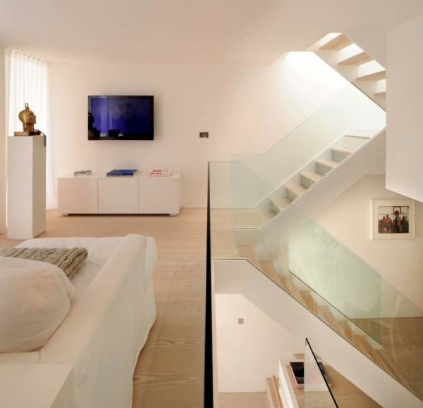 interior design im skandinavischen stil elegante treppengeländer aus glas