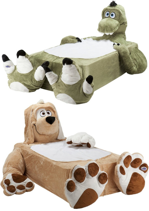 kinderbetten designs kuscheltier beige hund