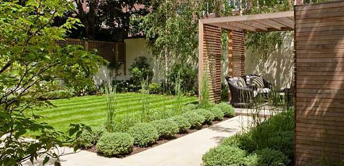 kleine urbane Garten Designs holz bodenbelag baum überdachung