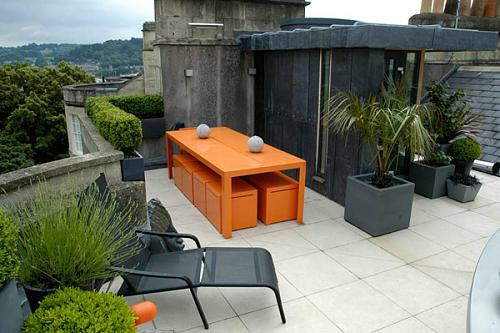  urbane Garten Designs holz bodenbelag orange möbel