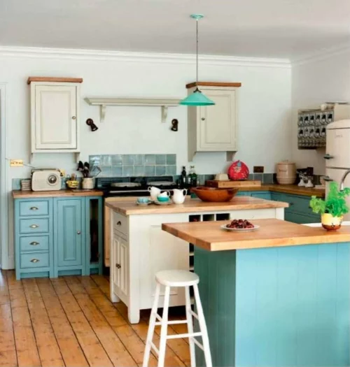 kompakte Küchen Designs kreativ idee design blau oberflächen