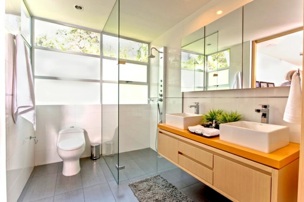 lebendiges interior design elegant mit verglaster duschkabine