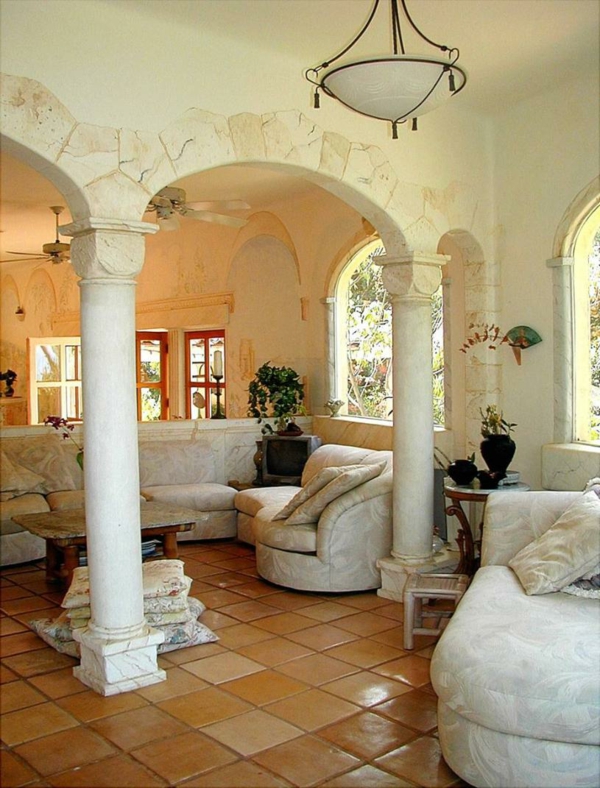 mediterrane mediterran eleganz basement wohnideen fabelhafte säulen mediteranean indragostit designul akzente luxus mittelmeers kühne irdische übertriebenen materialien akzentuieren pflegeleichte reichem