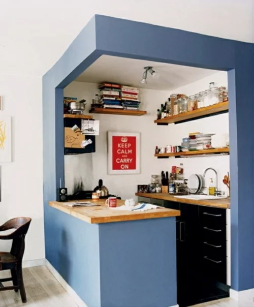 kompakte Küchen Designs blau oberflächen kompakt