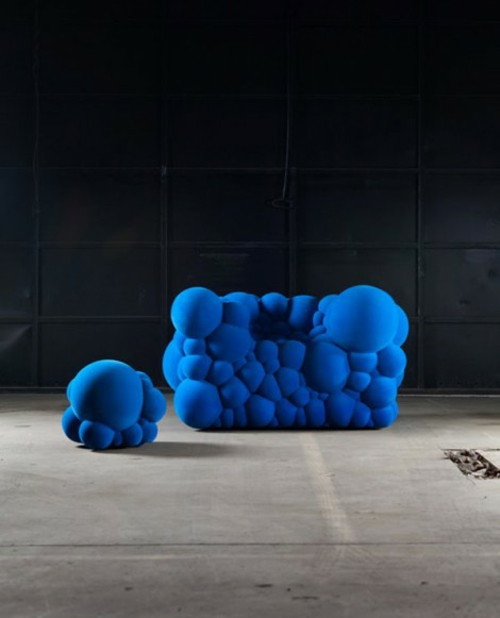 moderne Möbel designs blaues sessel fußhocker
