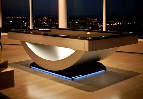 billardtische futuristisches design mit eingebauten leuchten