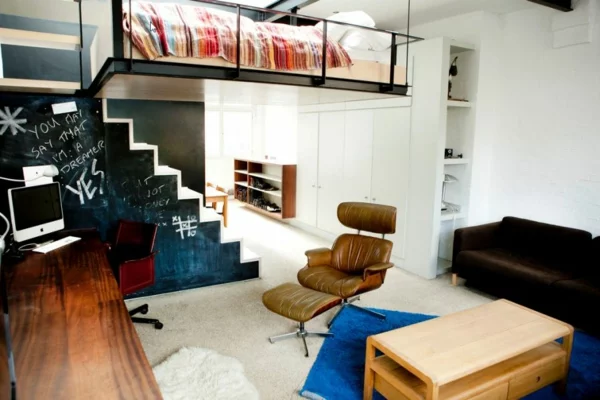stilvolles londoner appartement ergonomischer sessel aus leder