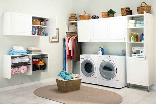  waschküche organisation einrichtung weiß waschmaschinen