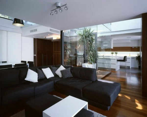 zeitgenössische luxus doppelhäuser sofa und beistelltisch in schwarz und weiß