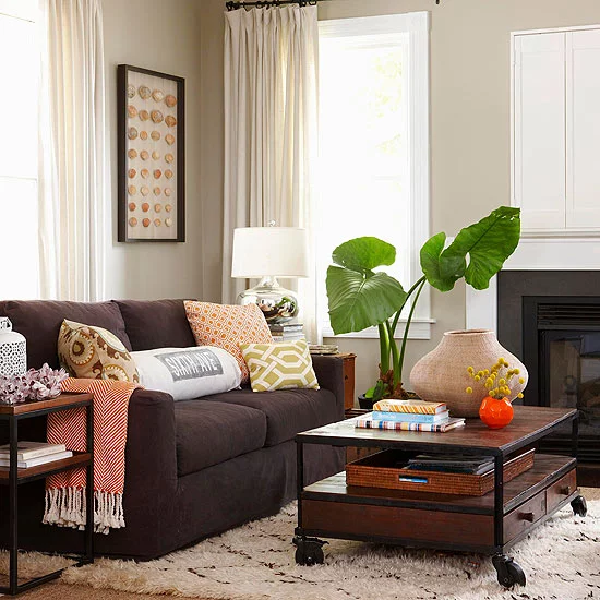 Coole praktische Wohnzimmer Designs blumentopf sofa bequem braun