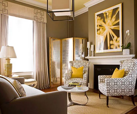Coole praktische Wohnzimmer Designs gelb farben nuancen 