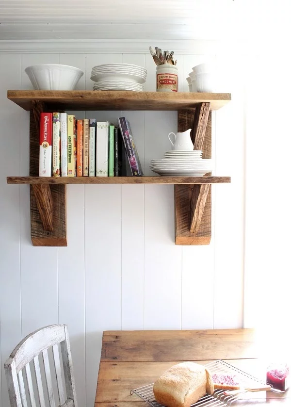 DIY Deko Ideen aus wiedergewonnenem Holz möbel offen regale küche