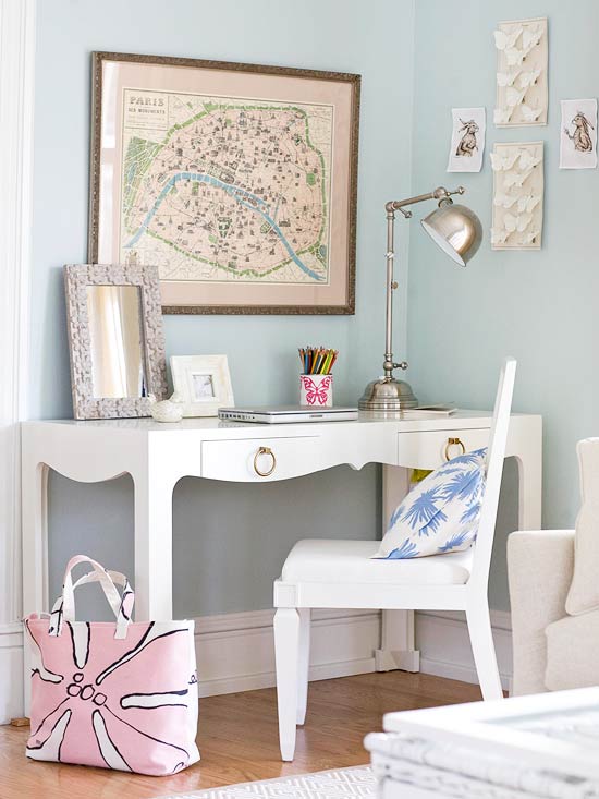 Einrichtungsideen fürs Wohnbereich pastellfarben konsolentisch stuhl weiß