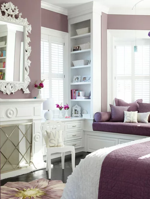 Moderne Wandfarbe fürs Zuhause lila schlafzimmer feminine design