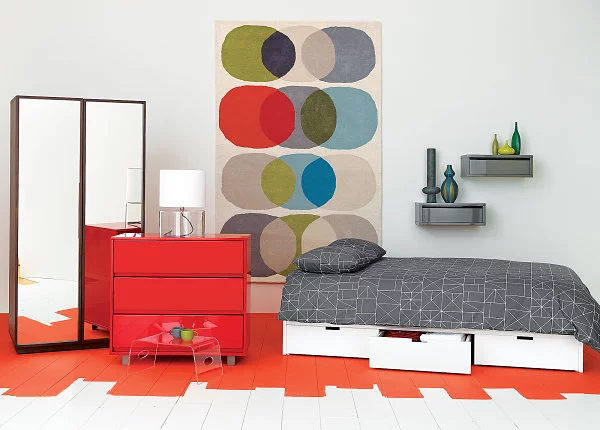Rote Möbel Designs holz geometrische figuren bettwäsche jugendzimmer