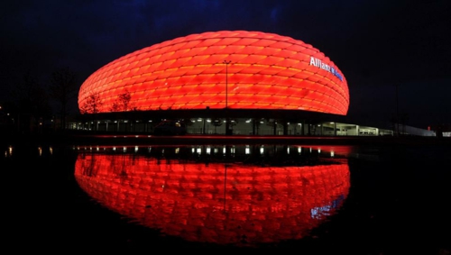 Sport Architektur allianz arena nachts rot
