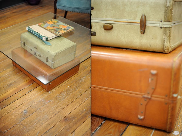 Trendy Möbel aus alten Koffern zum Selbermachen glas tischplatte