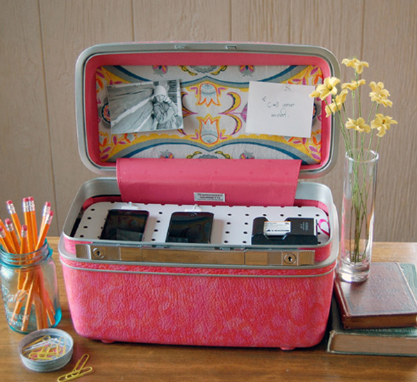 Trendy Möbel aus alten Koffern selber machen rosa farbe