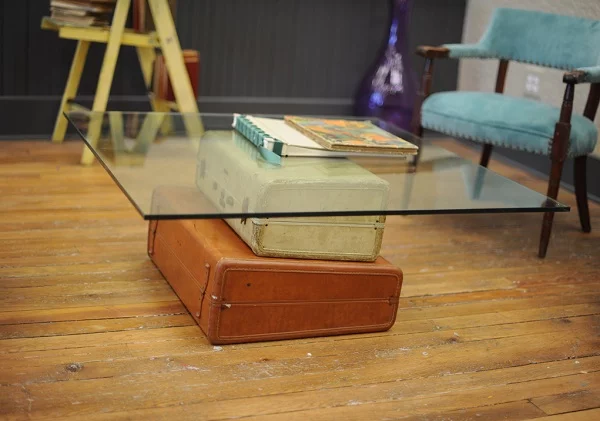 Trendy Möbel aus alten Koffern selber machen tischplatte glas oberfläche