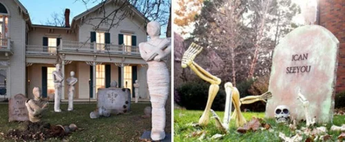 außenbereich deko halloween ideen selber machen DIY skeleton