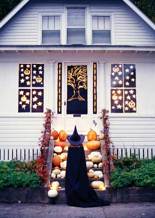 außenbereich deko halloween ideen selber machen DIY treppe lichter