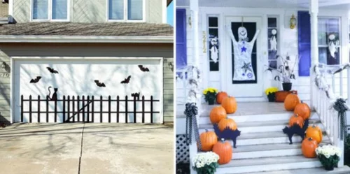 außenbereich deko halloween ideen selber machen DIY treppe weiß