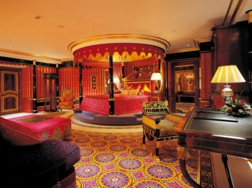 außergewöhnliche Schlafzimmer Designs rot texturen marokkanisch stil
