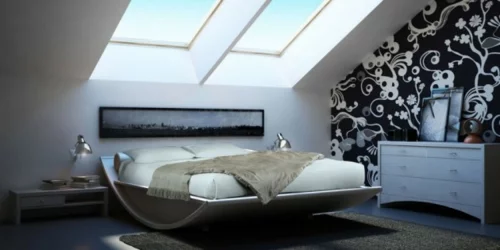 Schlafzimmer Designs wandgestaltung dachgläser bett