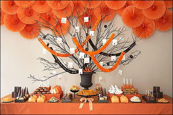 dekoration mix orange papier kreise halloween design tischdeko