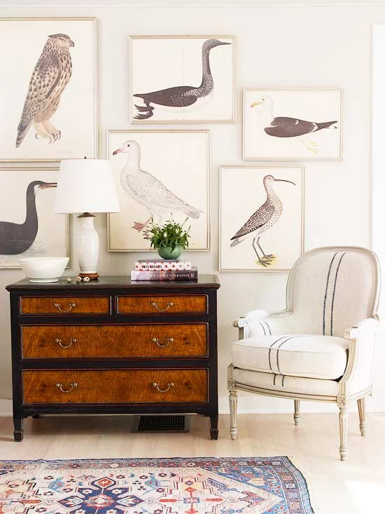 dekorieren sie mit grau vögel bilder antike möbel