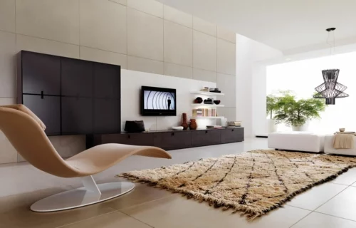 elegante Wohnzimmer Möbel elegant liege beige leder teppich weich